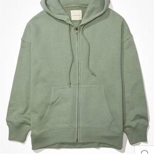 American Eagle Sage Green Oversized Relaxed Zip-Up Hoodie Sweater L/XL Women’s